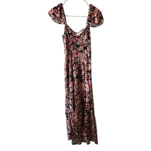 Rewind Floral Pink and Black Maxi Dress